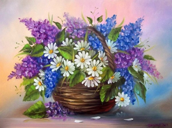 Сирень в вазе карандашом