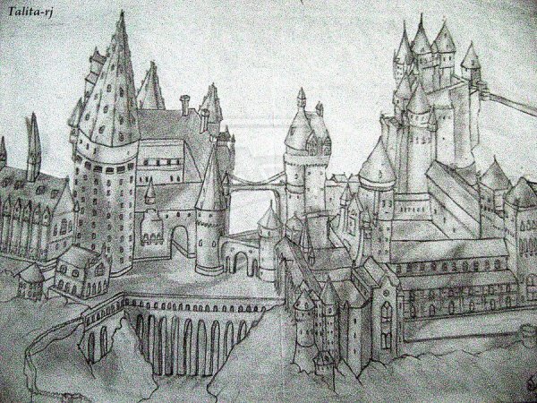 Гарри Поттер замок Хогвартс рисунок
