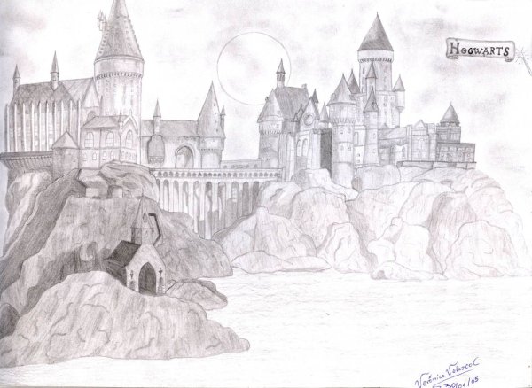 Замок Хогвартс нарисовать