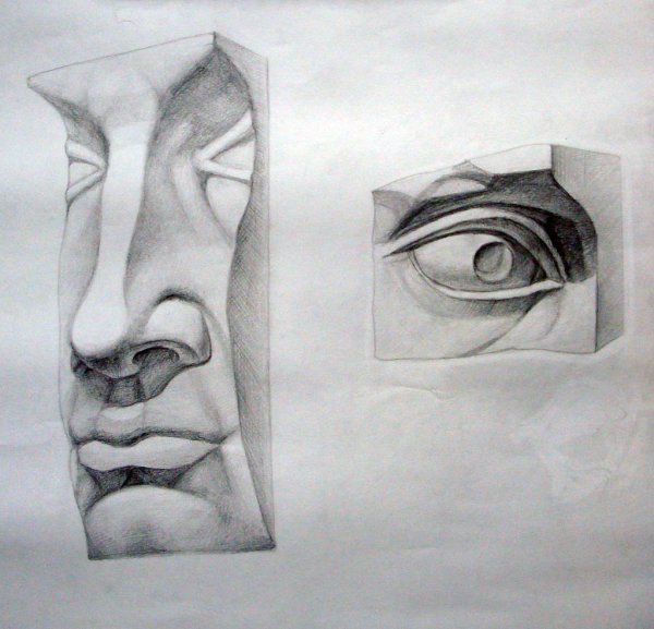 Поэтапное рисование частей лица