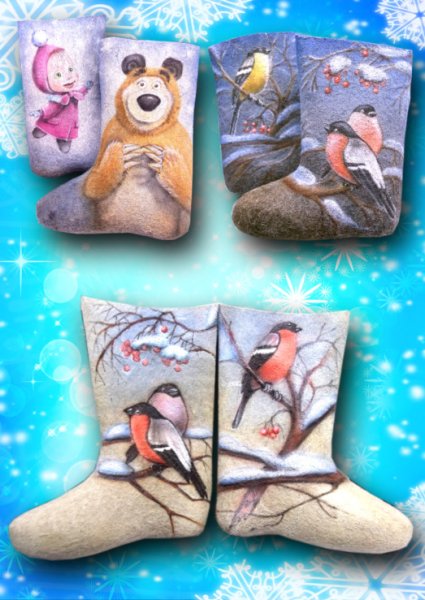 Роспись детских валенок