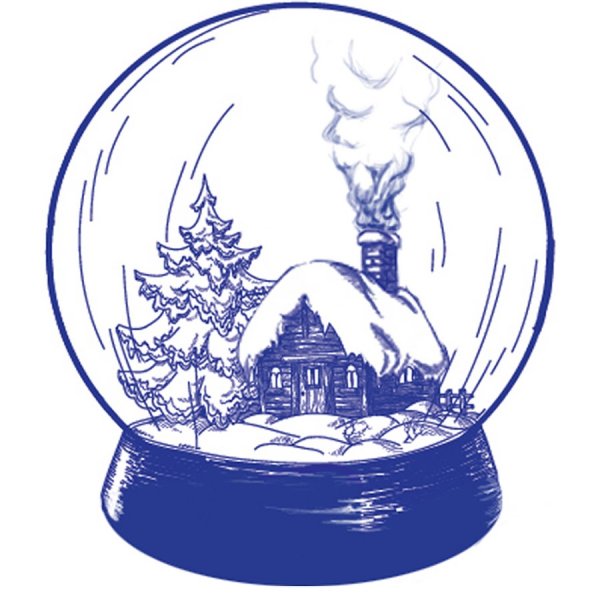 Стеклянный шар со снегом нарисовать