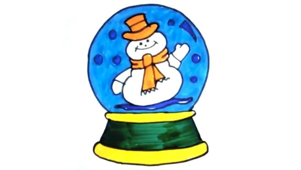 Снежный шар поэтапное рисование