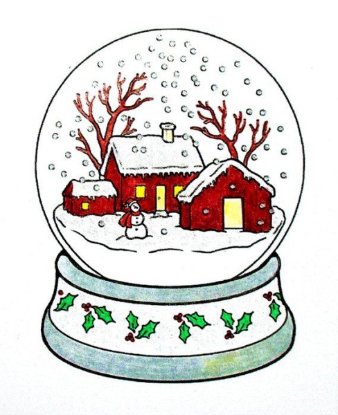 Новогодний снежный шар раскраска