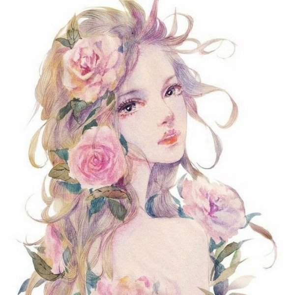 Красивая девушка акварель