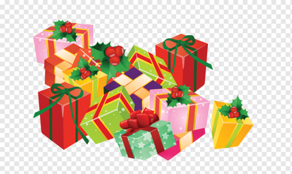 Новогодние подарки на прозрачном фоне