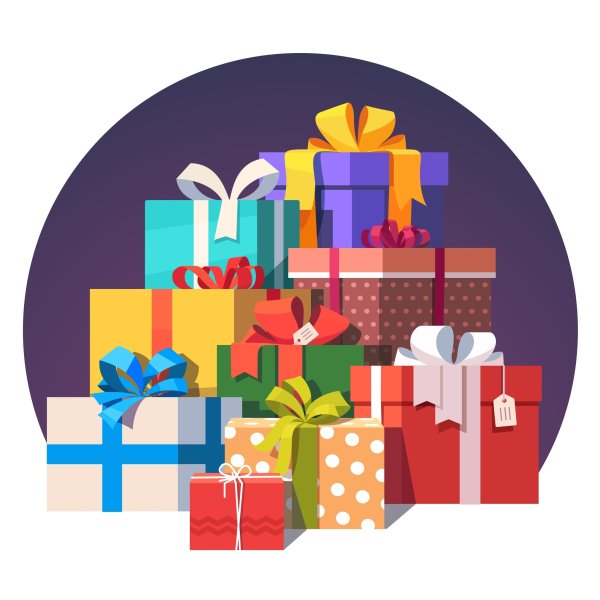Гора подарков иллюстрация