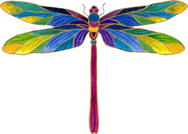 Стрекоза акварель