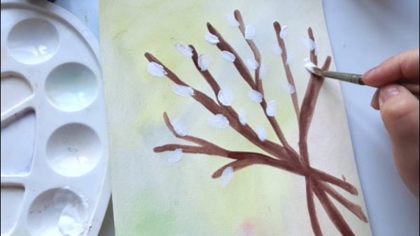 Рисование с натуры весенней ветки