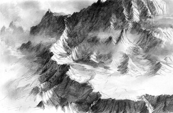 Пейзаж тушью