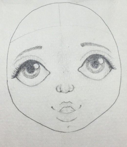 Трафарет кукольного лица