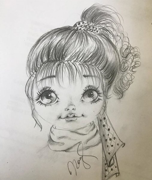 Лицо куклы карандашом
