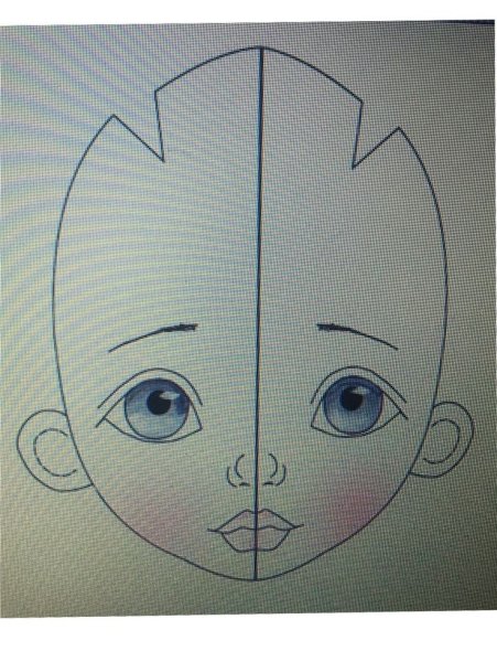 Трафарет лица для текстильной куклы