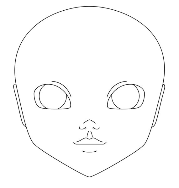 Трафарет лица куклы для рисования