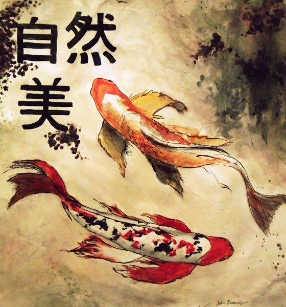 Китайские карпы кои картина