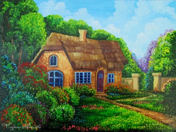 Летний пейзаж с домиком