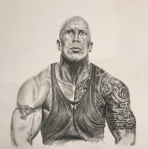 Портрет скалы Джонсона карандашом