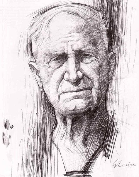Портрет старика карандашом