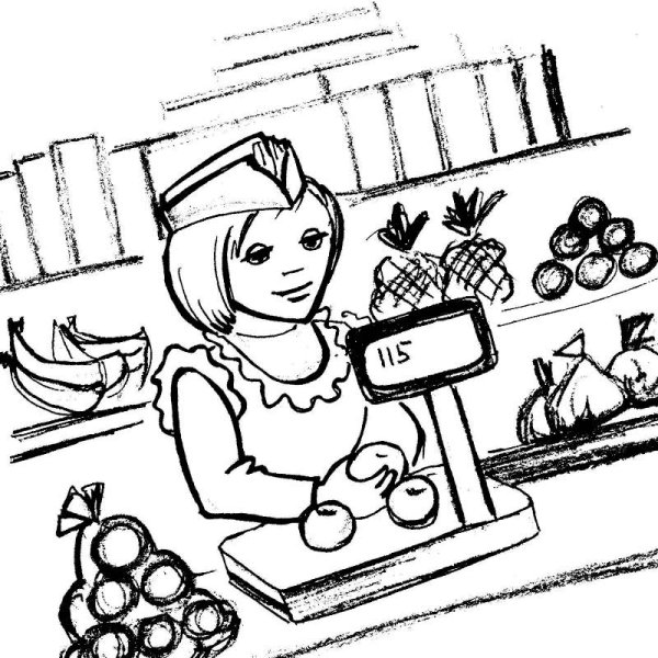 Продавец раскраска для детей