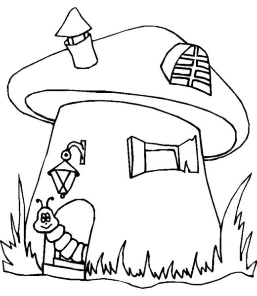 Домик грибок раскраска