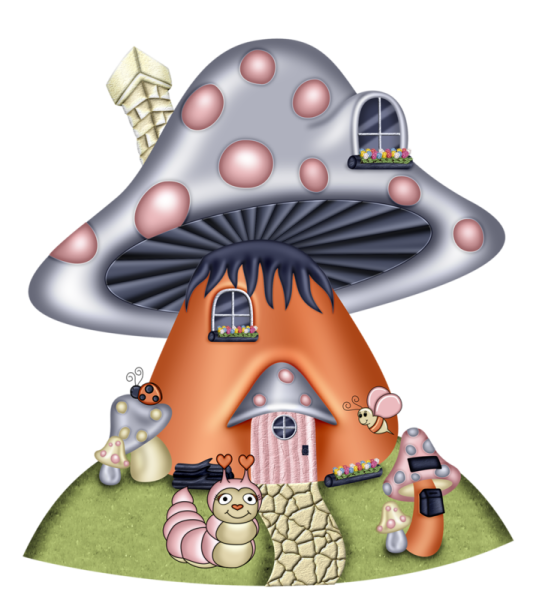 Рисование домик - грибок