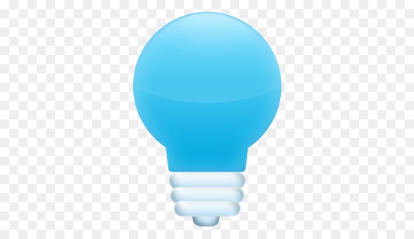 Лампочка синяя на белом фоне