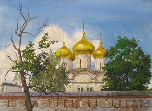Ипатьевский монастырь в Костроме акварель
