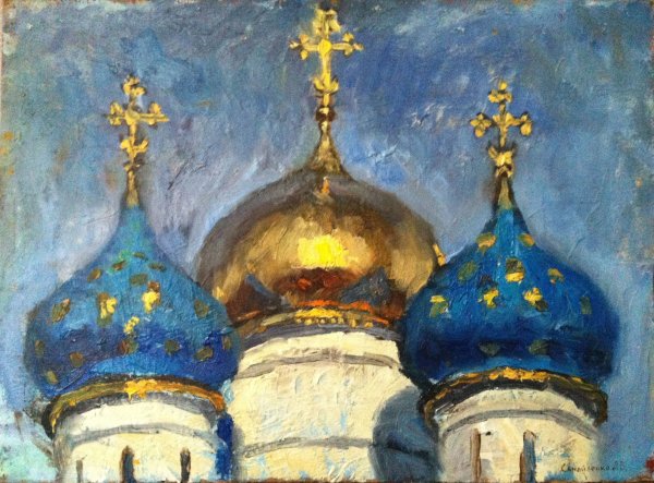 Купола и ласточки Успенский собор Троице-Сергиевой Лавры