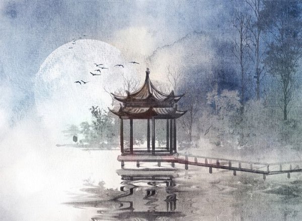 Пейзаж в стиле китайской живописи
