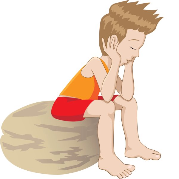 Мальчик сидит на Камне рисунок