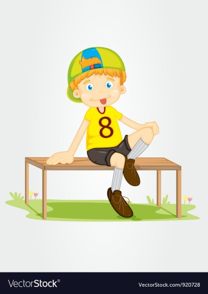 Мальчик сидит на скамейке иллюстрации