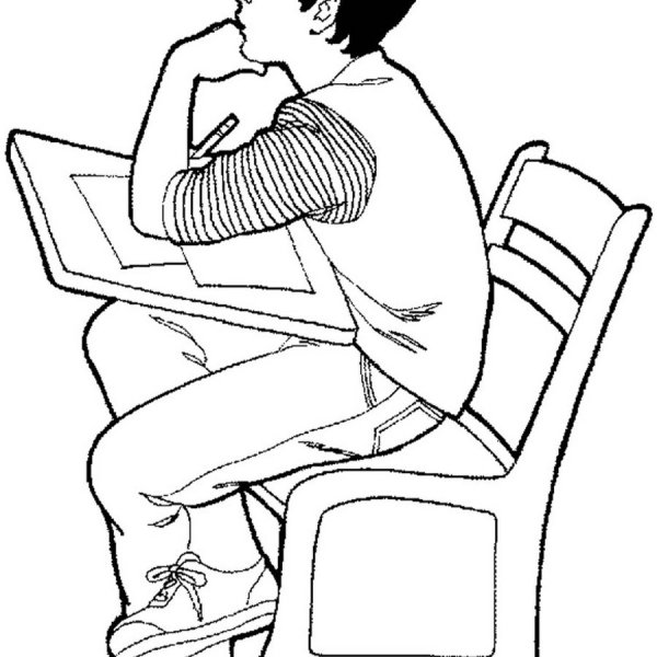 Человек сидит за столом рисунок