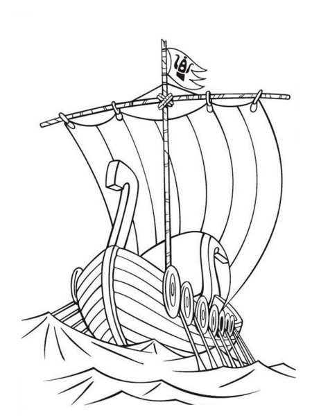 Нарисовать корабль викингов Драккар