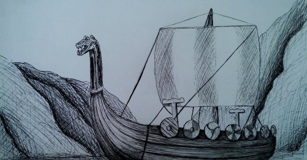 Драккар карандашом