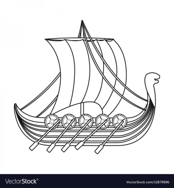 Ладья викингов дракар вектор