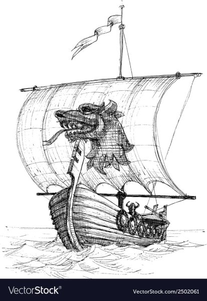Нарисовать Драккар викингов