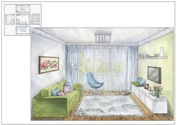 Нарисовать интерьер комнаты