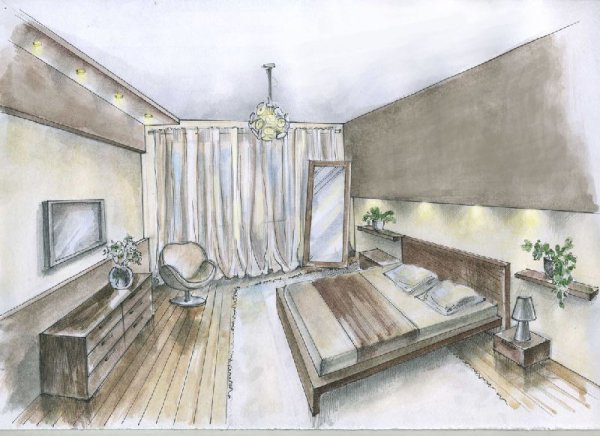 Нарисовать интерьер комнаты