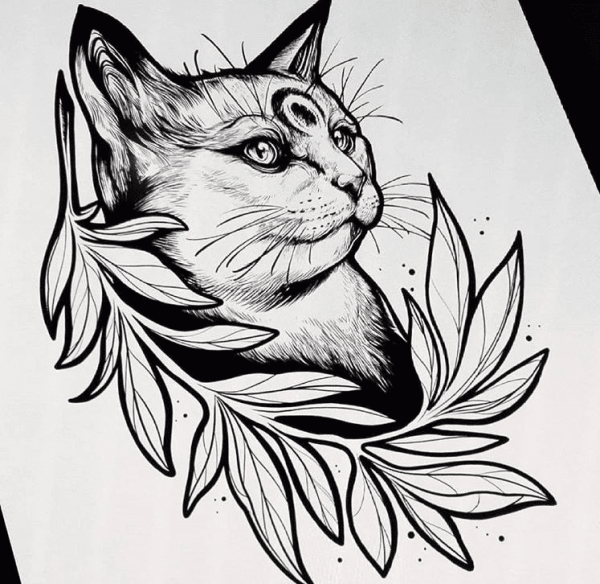 Кошечка тату эскиз