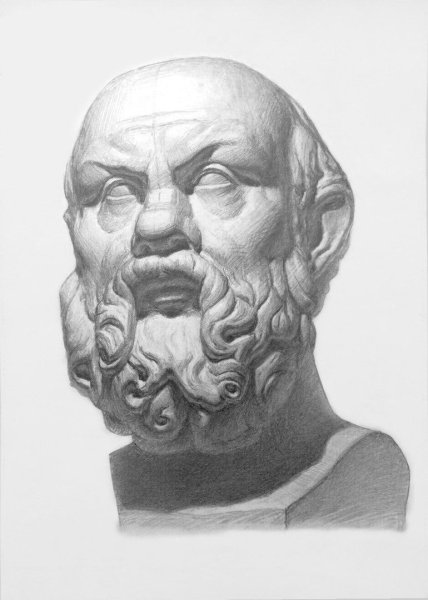 Академический рисунок гипсовой головы Сократа