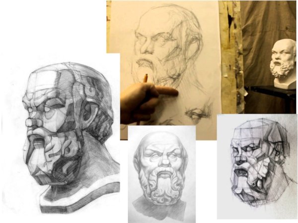 Сократ голова гипсовая МАРХИ