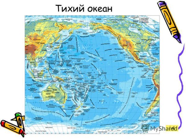 Карта Тихого океана географическая