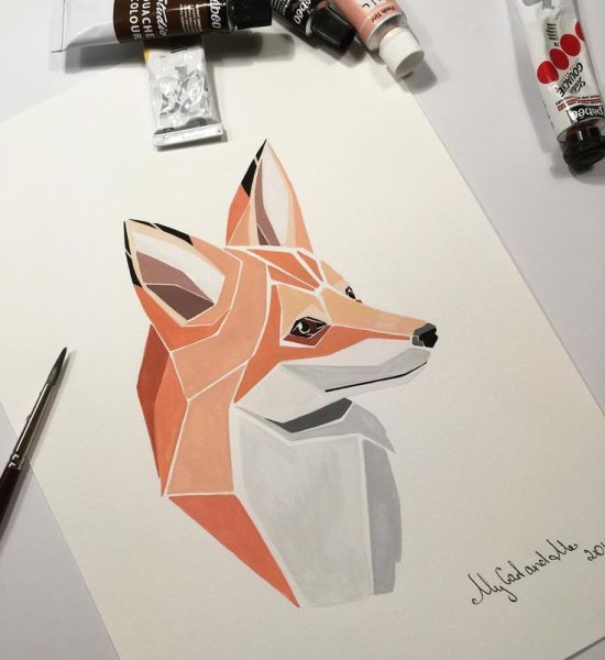 Стилизация лисы геометрически