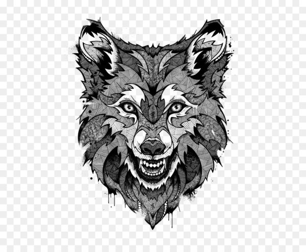 Тату переводные волк