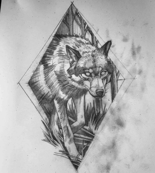 Волк тату эскиз