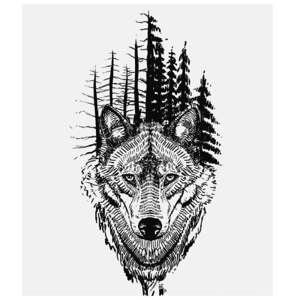 Эскиз тату волк дотворк