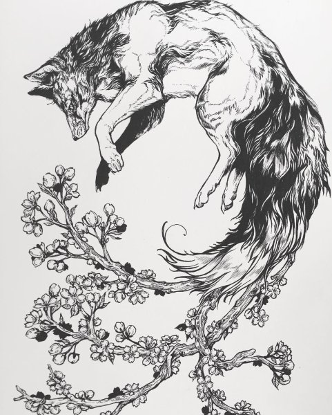 Тату лиса эскизы черно белые