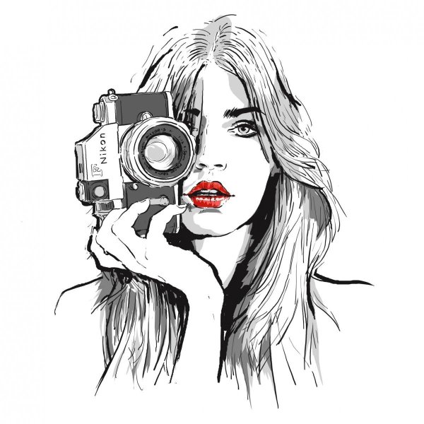 Девушка с фотоаппаратом рисунок
