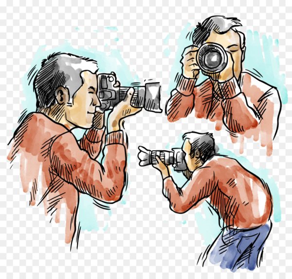 Нарисованный фотограф с фотоаппаратом