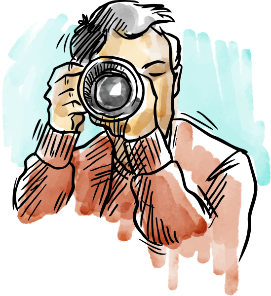 Нарисованный человек с фотоаппаратом